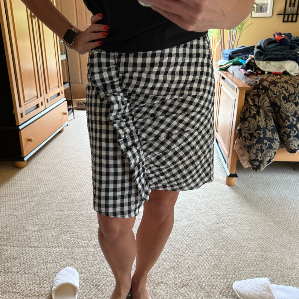 Anthropologie Black and White Checkered Pencil Skirt - gingham